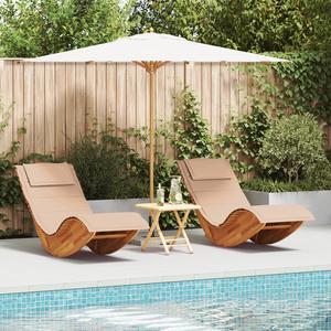 vidaXL Rocking Sun Loungers with Cushions 2 pcs Solid Wood Acacia