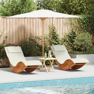 vidaXL Rocking Sun Loungers with Cushions 2 pcs Solid Wood Acacia