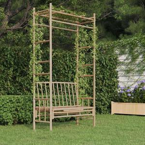 vidaXL Garden Bench With Pergola natural bamboo Bamboo Medium