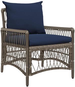 vidaXL Garden Chair with Cushions Grey 60x70x78 cm Poly Rattan