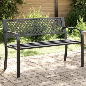 vidaXL Garden Bench Black Steel 47 inches Width Durable Garden Bench