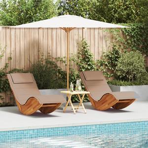 vidaXL Rocking Sun Loungers with Cushions 2 pcs Solid Wood Acacia