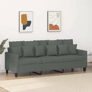 vidaXL Sofa Accent Upholstered 3-Seater Couch Sofa Armchair Dark Gray Fabric