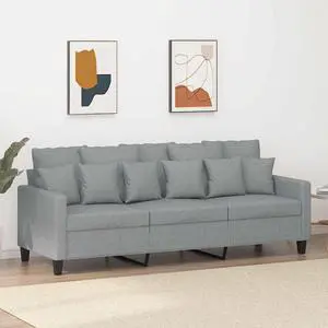 vidaXL Sofa Accent Upholstered 3-Seater Couch Sofa Armchair Light Gray Fabric