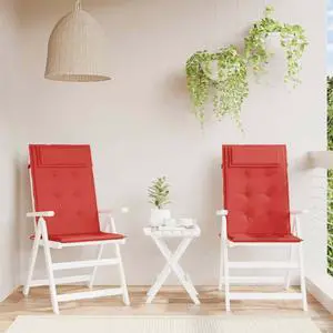 vidaXL Chair Cushion 2 Pcs Backrest Pillow Patio Cushion Red Oxford Fabric