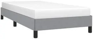 vidaXL Twin Size Bed Frame with Plywood Slats, Platform Bed Frame, Fabric Upholstered Mattress Foundation, No Box Spring Needed & Easy Assembly, Light Gray, without Mattress