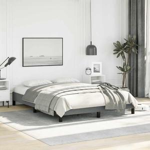 vidaXL Full Size Bed Frame with Plywood Slats, Platform Bed Frame, Fabric Upholstered Mattress Foundation, No Box Spring Needed & Easy Assembly, Dark Gray, without Mattress