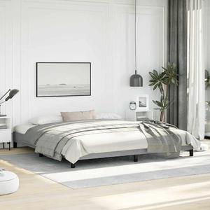 vidaXL King Size Bed Frame with Plywood Slats, Platform Bed Frame, Fabric Upholstered Mattress Foundation, No Box Spring Needed & Easy Assembly, Light Gray, without Mattress