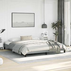 vidaXL California King Size Bed Frame with Plywood Slats, Platform Bed Frame, Fabric Upholstered Mattress Foundation, No Box Spring Needed & Easy Assembly, Light Gray, without Mattress