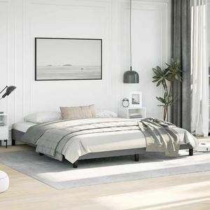 vidaXL California King Size Bed Frame with Plywood Slats, Platform Bed Frame, Fabric Upholstered Mattress Foundation, No Box Spring Needed & Easy Assembly, Dark Gray, without Mattress