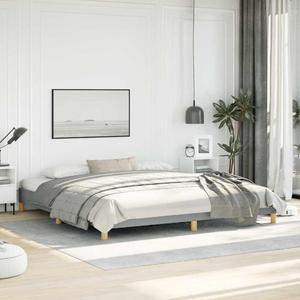 vidaXL King Size Bed Frame with Plywood Slats, Platform Bed Frame, Fabric Upholstered Mattress Foundation, No Box Spring Needed & Easy Assembly, Light Gray, without Mattress