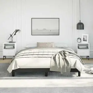 vidaXL Queen Size Bed Frame with Plywood Slats, Platform Bed Frame, Faux Leather Upholstered Mattress Foundation, No Box Spring Needed & Easy Assembly, Black, without Mattress