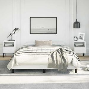 vidaXL Queen Size Bed Frame with Plywood Slats, Platform Bed Frame, Faux Leather Upholstered Mattress Foundation, No Box Spring Needed & Easy Assembly, White, without Mattress
