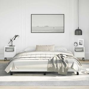 vidaXL California King Size Bed Frame with Plywood Slats, Platform Bed Frame, Faux Leather Upholstered Mattress Foundation, No Box Spring Needed & Easy Assembly, White, without Mattress