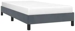 vidaXL Twin Size Bed Frame with Plywood Slats, Platform Bed Frame, Velvet Upholstered Mattress Foundation, No Box Spring Needed & Easy Assembly, Dark Gray, without Mattress