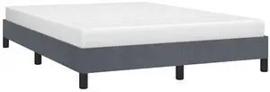 vidaXL Full Size Bed Frame with Plywood Slats, Platform Bed Frame, Velvet Upholstered Mattress Foundation, No Box Spring Needed & Easy Assembly, Dark Gray, without Mattress