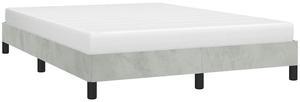 vidaXL Queen Size Bed Frame with Plywood Slats, Platform Bed Frame, Velvet Upholstered Mattress Foundation, No Box Spring Needed & Easy Assembly, Light Gray, without Mattress