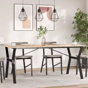 vidaXL Dining Table Leg Black Powder-Coated Steel Large Industrial