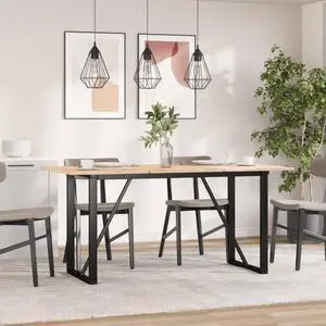vidaXL Dining Table Leg Black Powder-coated steel Medium Industrial