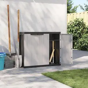 vidaXL Outdoor Storage Cabinet Gray and Black Polypropylene Medium