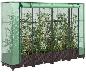 vidaXL Raised Bed Brown Polypropylene, Polyethylene, Iron