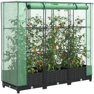 vidaXL Large Rectangular Raised Bed Black Polypropylene Large