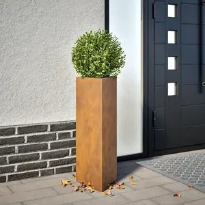 vidaXL Garden Planter Brown Weathering steel 29.5 in tall, 11.8 in wide