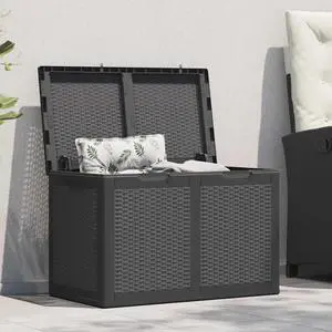 vidaXL Storage Box Black Polypropylene with rattan look 47.6 gal