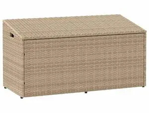 vidaXL Garden Storage Box Beige PE rattan, Powder-coated steel Medium
