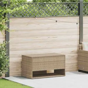 vidaXL Cushion Box Beige PE rattan, powder-coated steel, polyester Medium