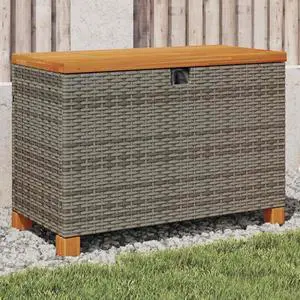 vidaXL Garden Storage Box Grey and brown PE rattan 31.5x15.7x18.9 in