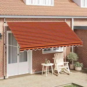 vidaXL Retractable Awning Patio Awning with Hand Crank 157.5" Orange and Brown