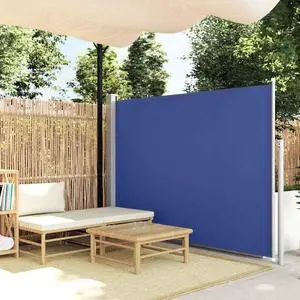vidaXL Retractable Side Awning Blue Balcony Garden Outdoor Patio Windscreen