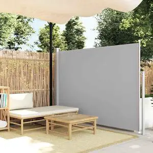vidaXL Retractable Side Awning 63"x196.9" Gray Privacy Screen Shade Blind