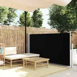 vidaXL Patio Retractable Side Awning 39.4"x197" Black Sunshade Privacy Divider