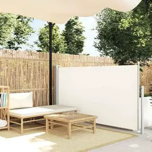 vidaXL Patio Retractable Side Awning 47.2"x197" Cream Sunshade Privacy Divider