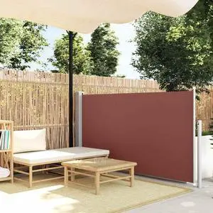 vidaXL Patio Retractable Side Awning 47.2"x197" Brown Sunshade Privacy Divider