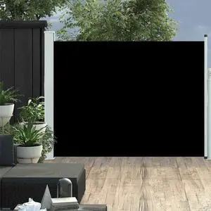 vidaXL Patio Retractable Side Awning 55.1"x197" Black Sunshade Privacy Divider