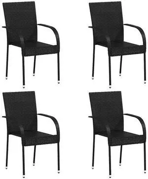 vidaXL Stackable Outdoor Chairs 4 pcs Poly Rattan Black