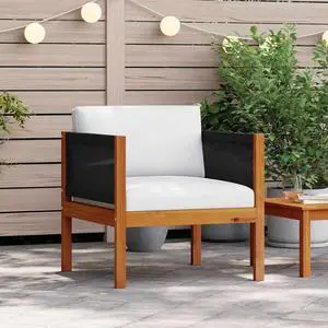 vidaXL Patio Outdoor Chair with Cushions for Garden Lawn 2 pcs Solid Teak Wood