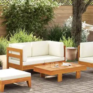 vidaXL Patio Lounge Set 2 Piece Outdoor Chair with Cushions Solid Acacia Wood