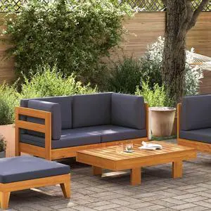 vidaXL Patio Lounge Set 2 Piece Outdoor Chair with Cushions Solid Acacia Wood