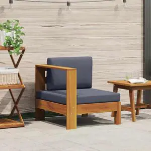 vidaXL Middle Sofa with 1 Armrest Dark Gray Solid Acacia Wood