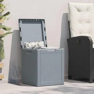 vidaXL Tool Box Outdoor Storage Box for Patio Furniture 23.8 gal Gray PP Wood Look