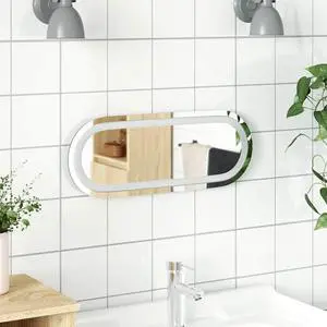 vidaXL LED Bathroom Mirror Glass, LED components 15.7 x 5.9 in