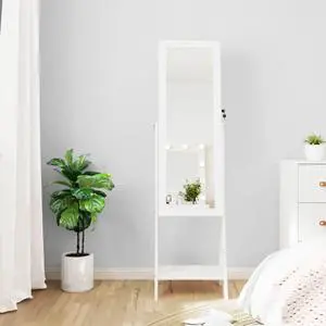 vidaXL Mirror Jewelry Cabinet White Engineered wood Full Length