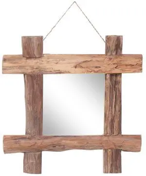 vidaXL Mirror Natural Recycled Teak Wood 19.7 x 19.7 in