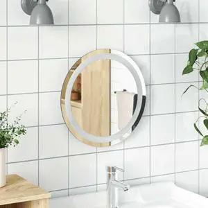 vidaXL LED Bathroom Mirror Transparent Glass Medium Bathroom Mirror vidaXL LED Bathroom Mirror Transparent Glass Medium Bathroom Mirror