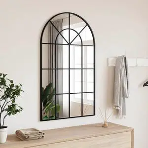 vidaXL Wall Mirror Black Glass and powder-coated iron 23.6 x 39.4 in vidaXL Wall Mirror Black Glass and powder-coated iron 23.6 x 39.4 in