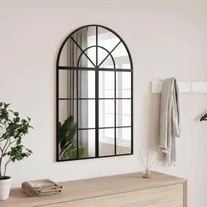 vidaXL Wall Mirror Black Glass, Powder-Coated Iron 23.6 x 11.8 in vidaXL Wall Mirror Black Glass, Powder-Coated Iron 23.6 x 11.8 in
